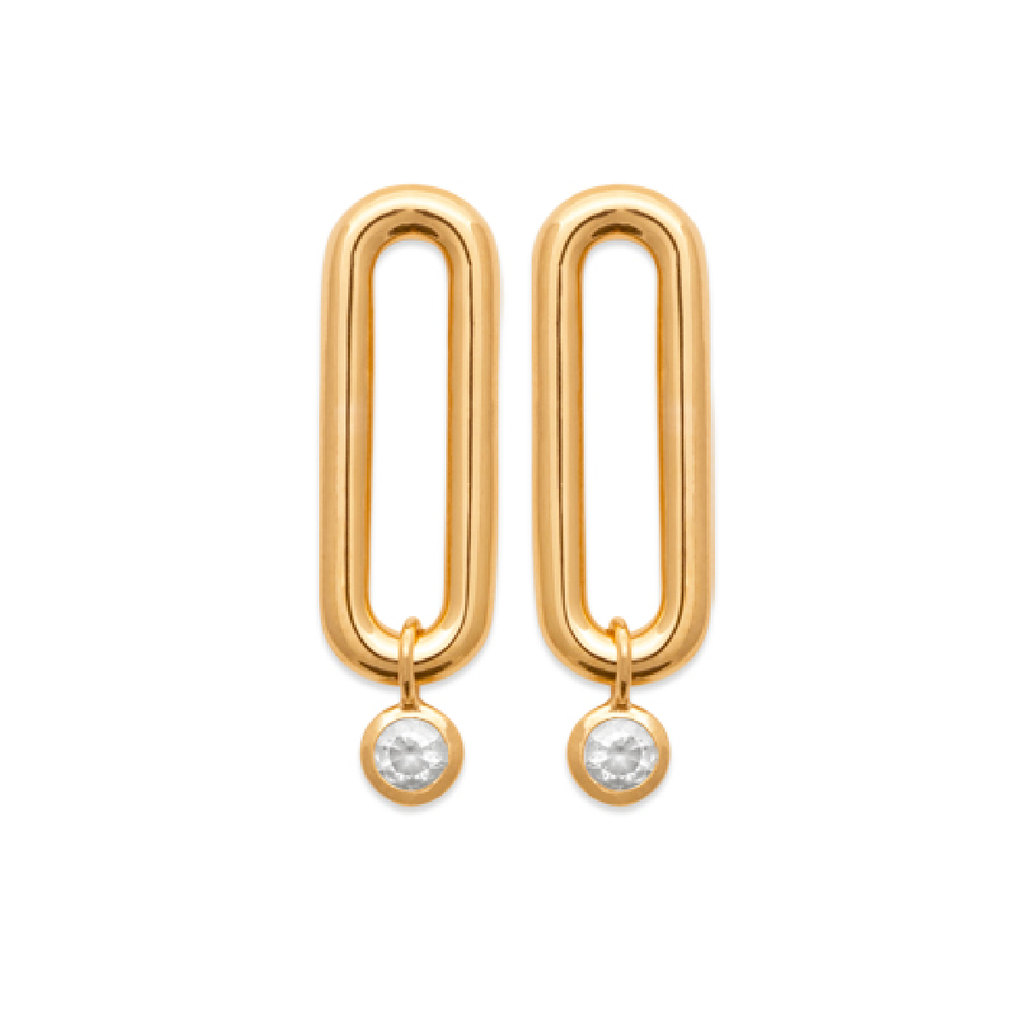 Mystigrey Mackenzie .925 Sterling Silver Plated Rhodium and 18K Gold Plated Stud Earrings for Women with Cubic Zirconia
