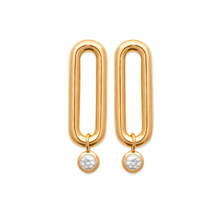Load image into Gallery viewer, Mystigrey Mackenzie .925 Sterling Silver Plated Rhodium and 18K Gold Plated Stud Earrings for Women with Cubic Zirconia

