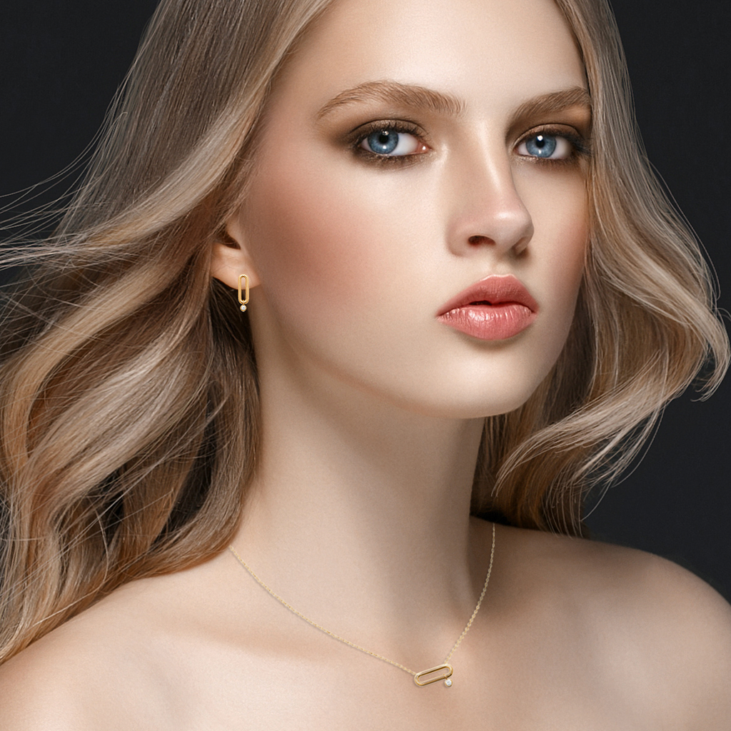 Mystigrey Mackenzie .925 Sterling Silver Plated Rhodium and 18K Gold Plated Stud Earrings for Women with Cubic Zirconia