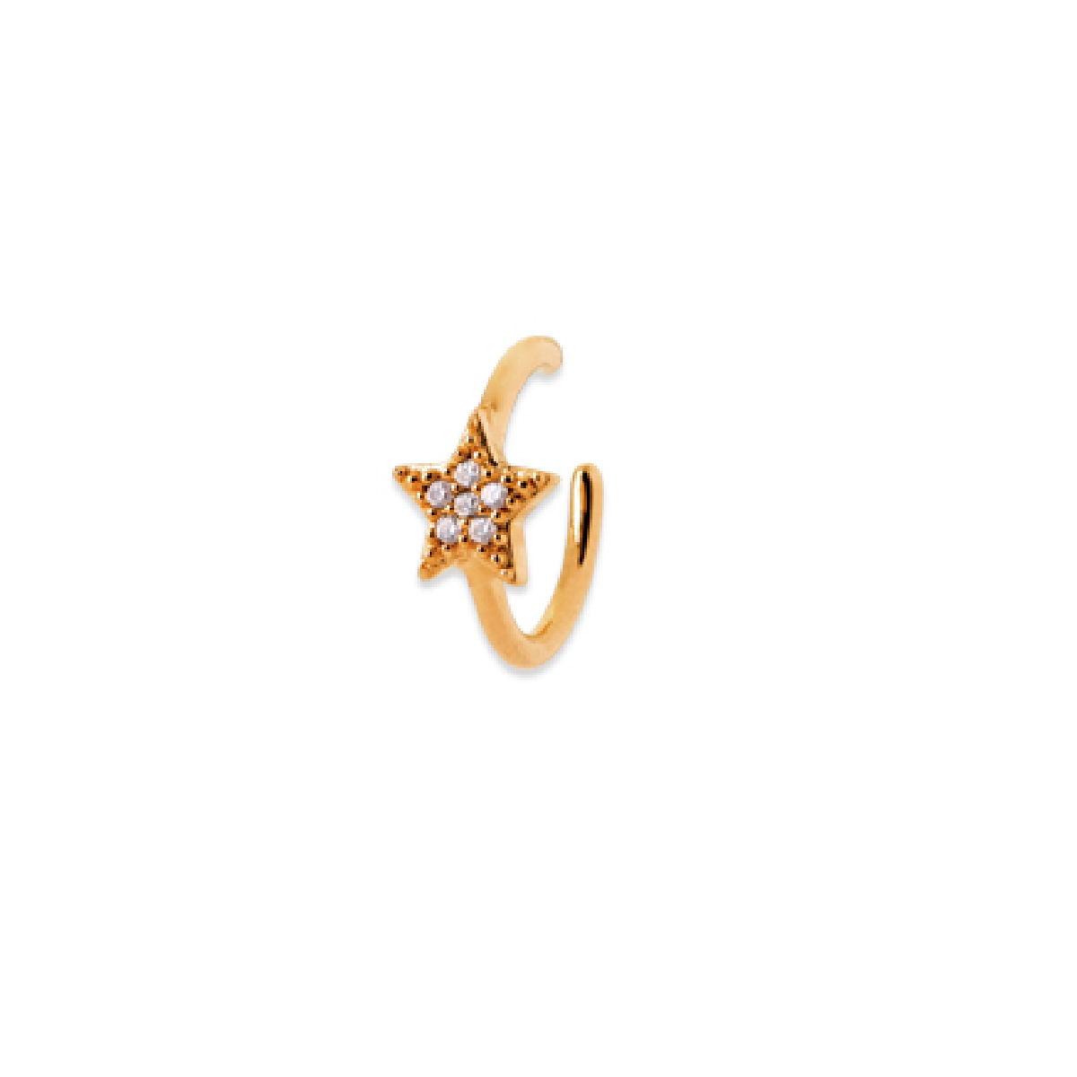 Mystigrey Polaris .925 Sterling Silver Plated Rhodium and 18K Gold Plated Cuff Ring Earring with Cubic Zirconia