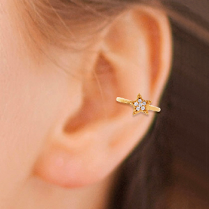 Mystigrey Polaris .925 Sterling Silver Plated Rhodium and 18K Gold Plated Cuff Ring Earring with Cubic Zirconia