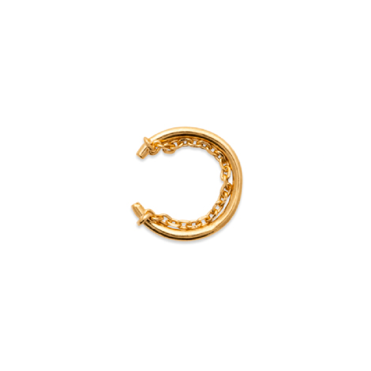 Mystigrey Oriel .925 Sterling Silver Plated Rhodium and 18K Gold Plated Cuff Earring with 2 Chains