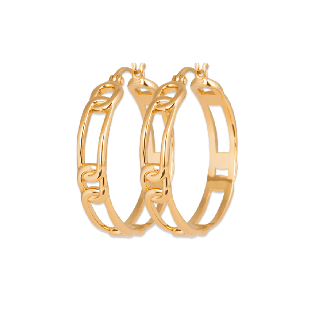 Mystigrey Julie Hoop .925 Sterling Silver Plated Rhodium and 18K Gold Plated Earrings