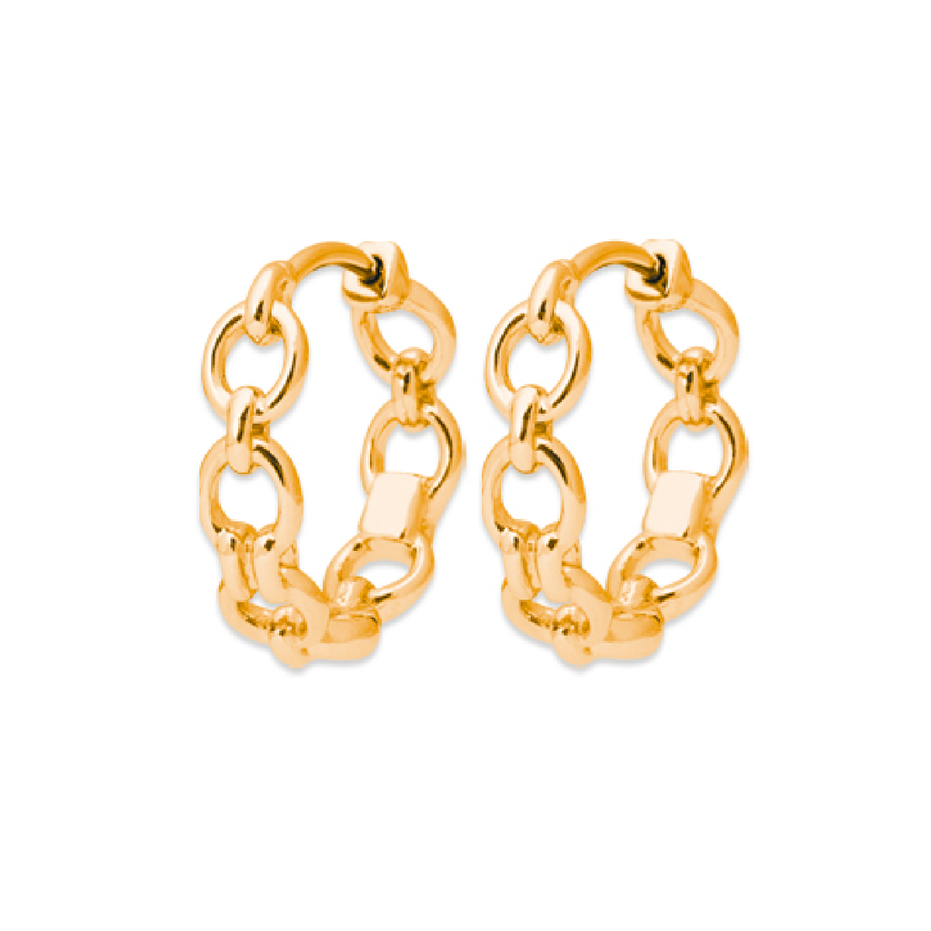 Mystigrey Emilie .925 Sterling Silver Plated Rhodium and 18K Gold Plated Hoop Earrings