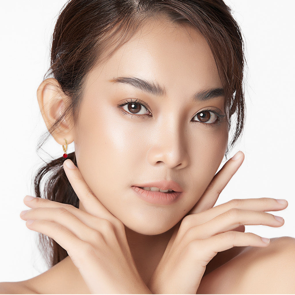 Mystigrey Tinker Bell 18K Gold Plated Hoop Earrings for Women Blue, Pink or Red