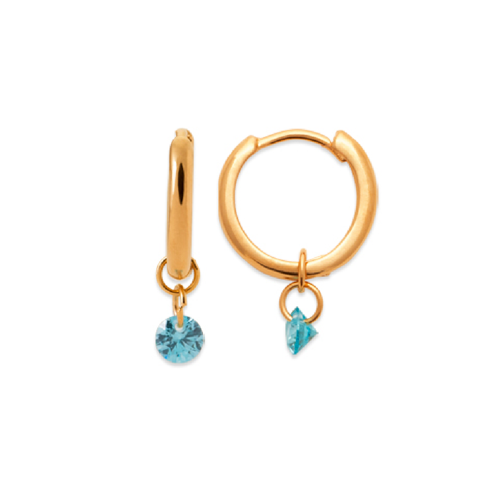 Mystigrey Tinker Bell 18K Gold Plated Hoop Earrings for Women Blue, Pink or Red