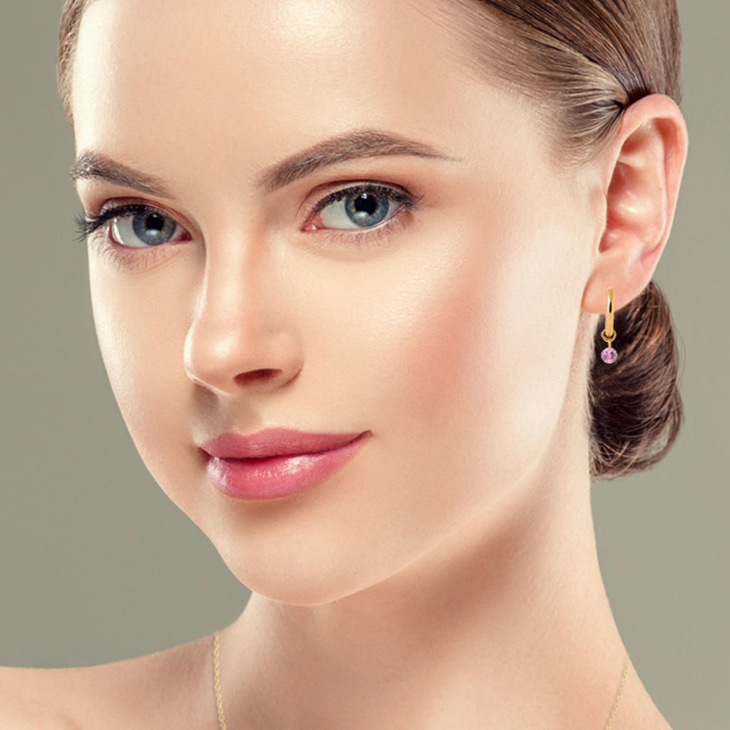 Mystigrey Tinker Bell 18K Gold Plated Hoop Earrings for Women Blue, Pink or Red