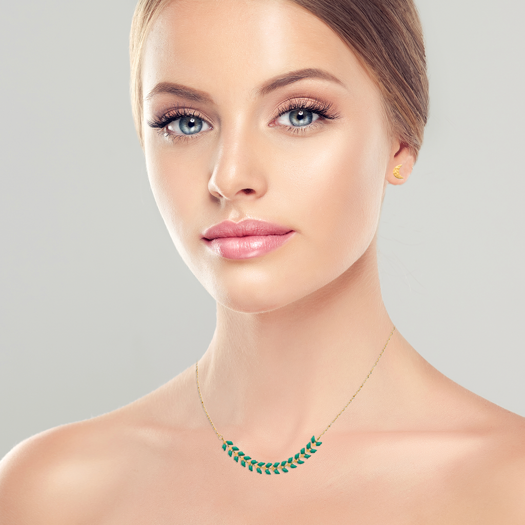 Mystigrey Eden Blue, Green or Red 18K Gold Plated Necklace for Women