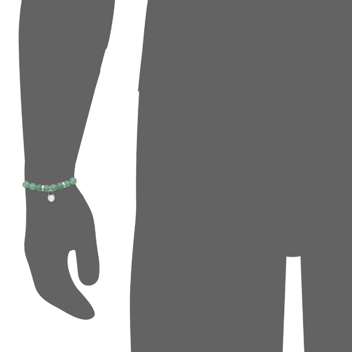 Rio Stainless Steel Bracelet Green Quartzite  Large