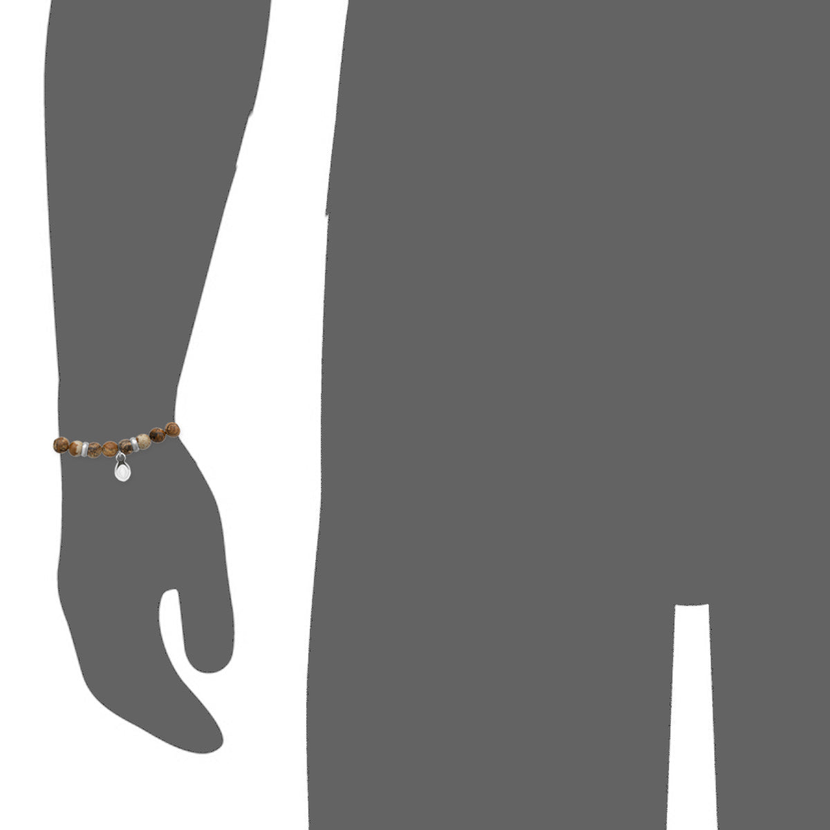 Rio Stainless Steel Bracelet Brown Jasper  Large