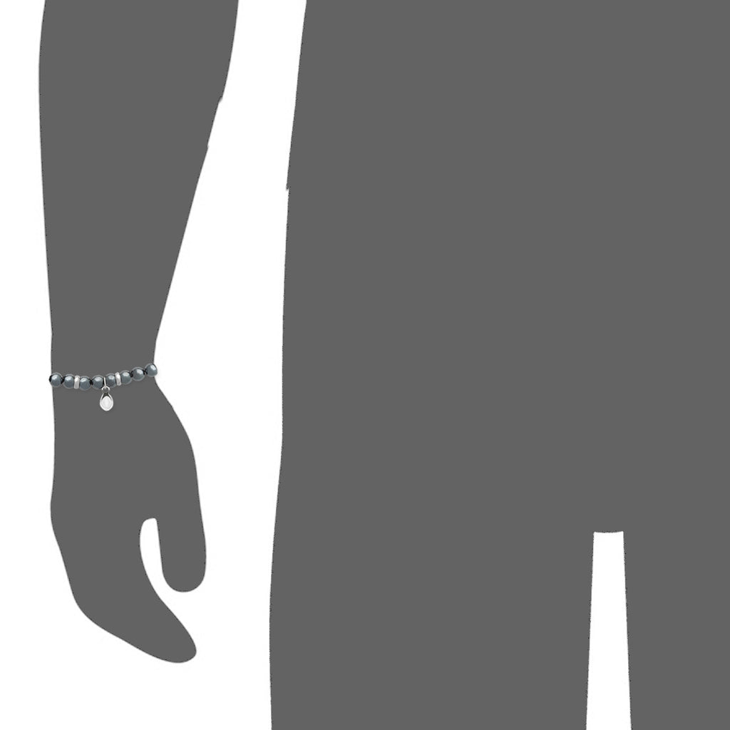 Rio Stainless Steel Bracelet Grey Hematite  Large