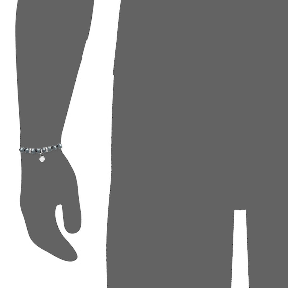 Rio Stainless Steel Bracelet Grey Hematite  Large