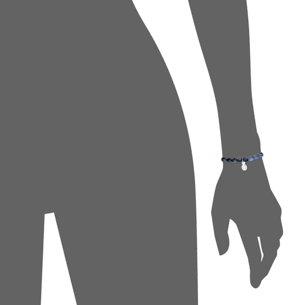 Rio Stainless Steel Bracelet Blue Sodalite with Steel Bead   Small