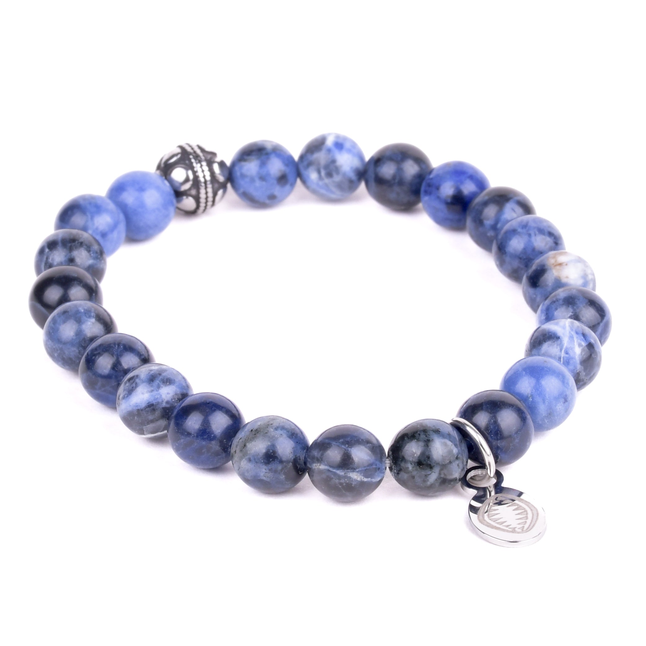 Rio Stainless Steel Bracelet Blue Sodalite with Steel Bead   Small