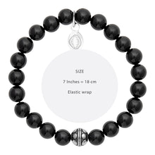 Load image into Gallery viewer, Mystigrey Black Agate Bead Bracelet Stainless Steel Rio Small
