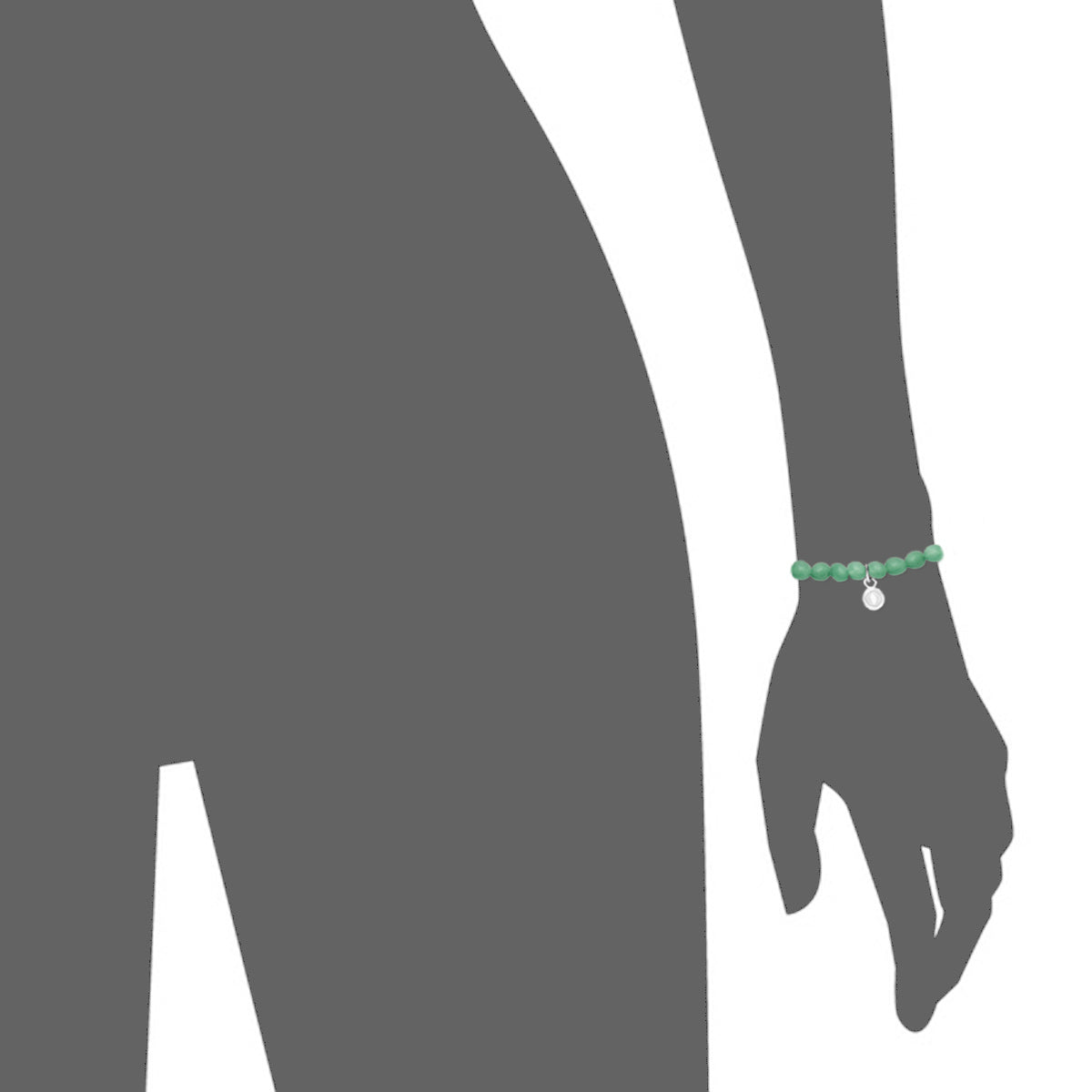 Rio Stainless Steel Bracelet Green Quartzite with Steel Bead   Small