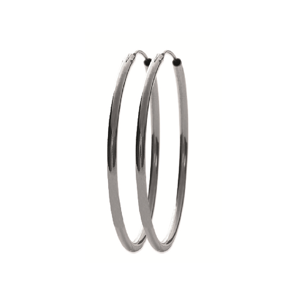 Mysti .925 Sterling Silver Plated Rhodium Hoop Earrings