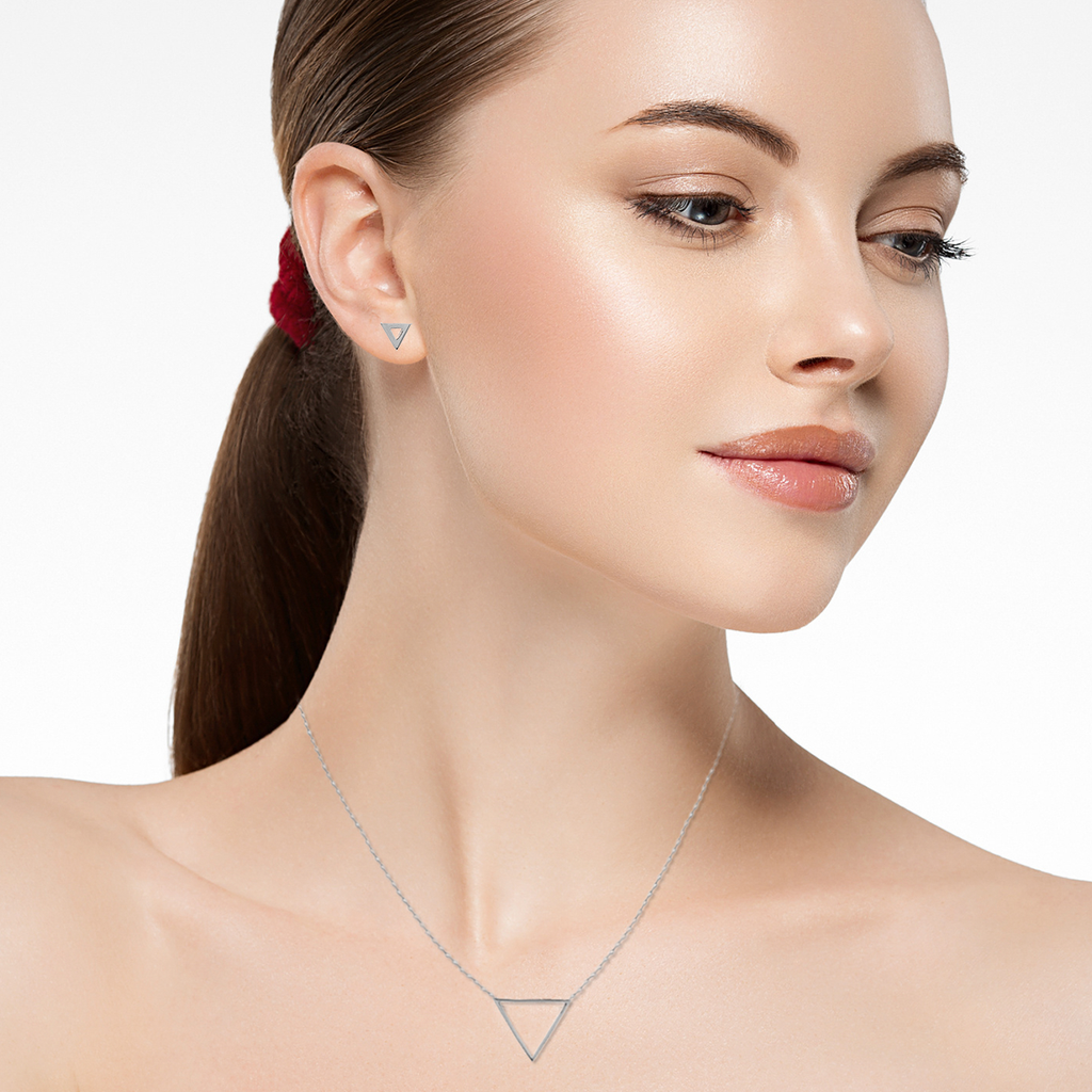 Mystigrey Aria 18K Gold Plated Triangle and 925 Sterling Silver Plated Rhodium Necklace for Women