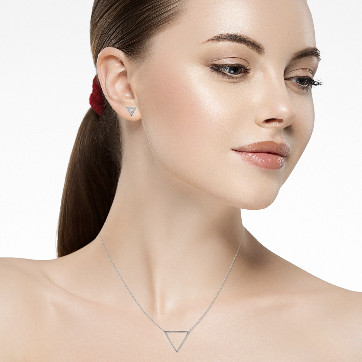 Mystigrey Aria 18K Gold Plated Triangle and 925 Sterling Silver Plated Rhodium Necklace for Women