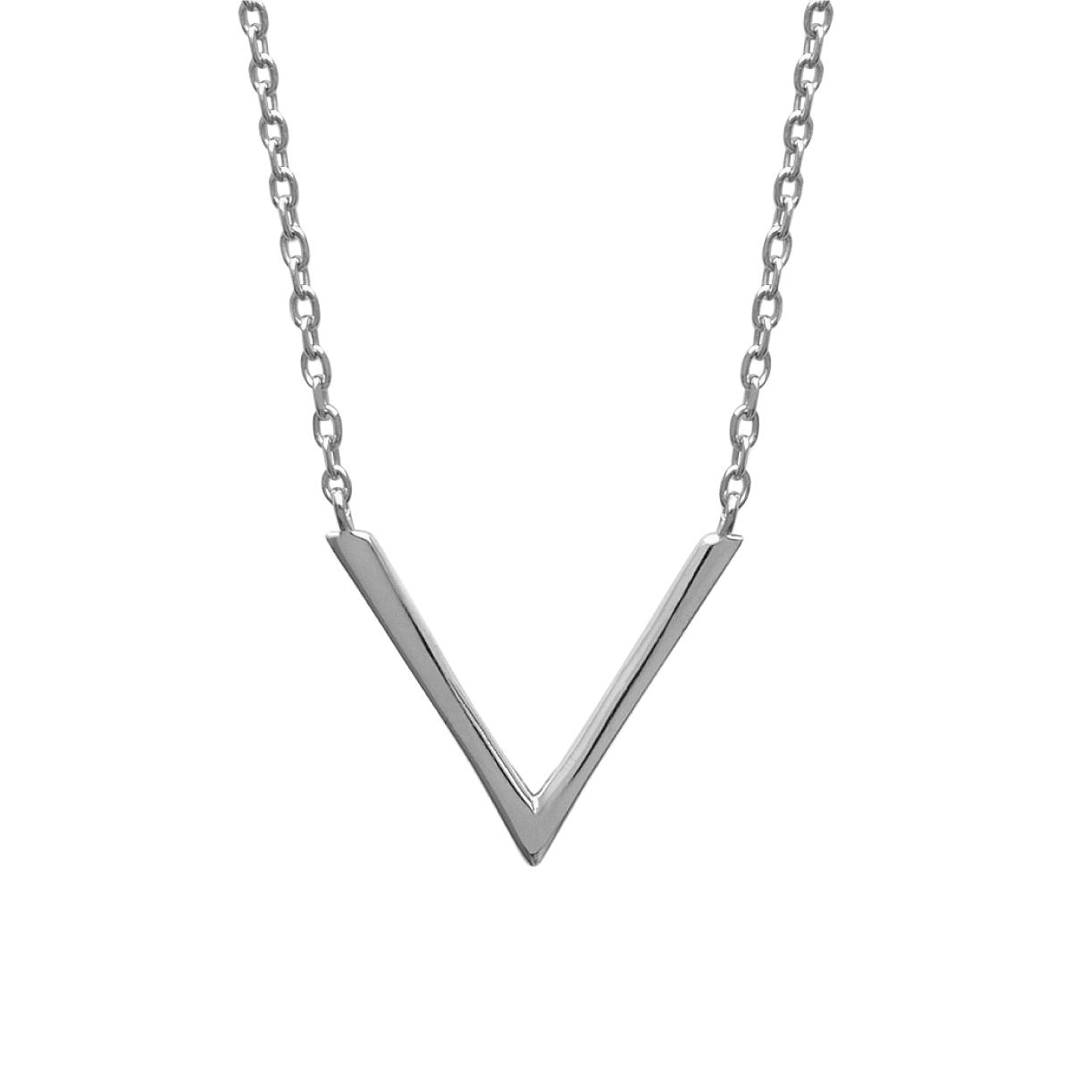 Mystigrey Aria .925 Sterling Silver Plated Rhodium and 18K Gold Plated V Necklace