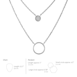 Mystigrey Oriel Double Circle .925 Sterling Silver Plated Rhodium and 18K Gold Plated Necklace