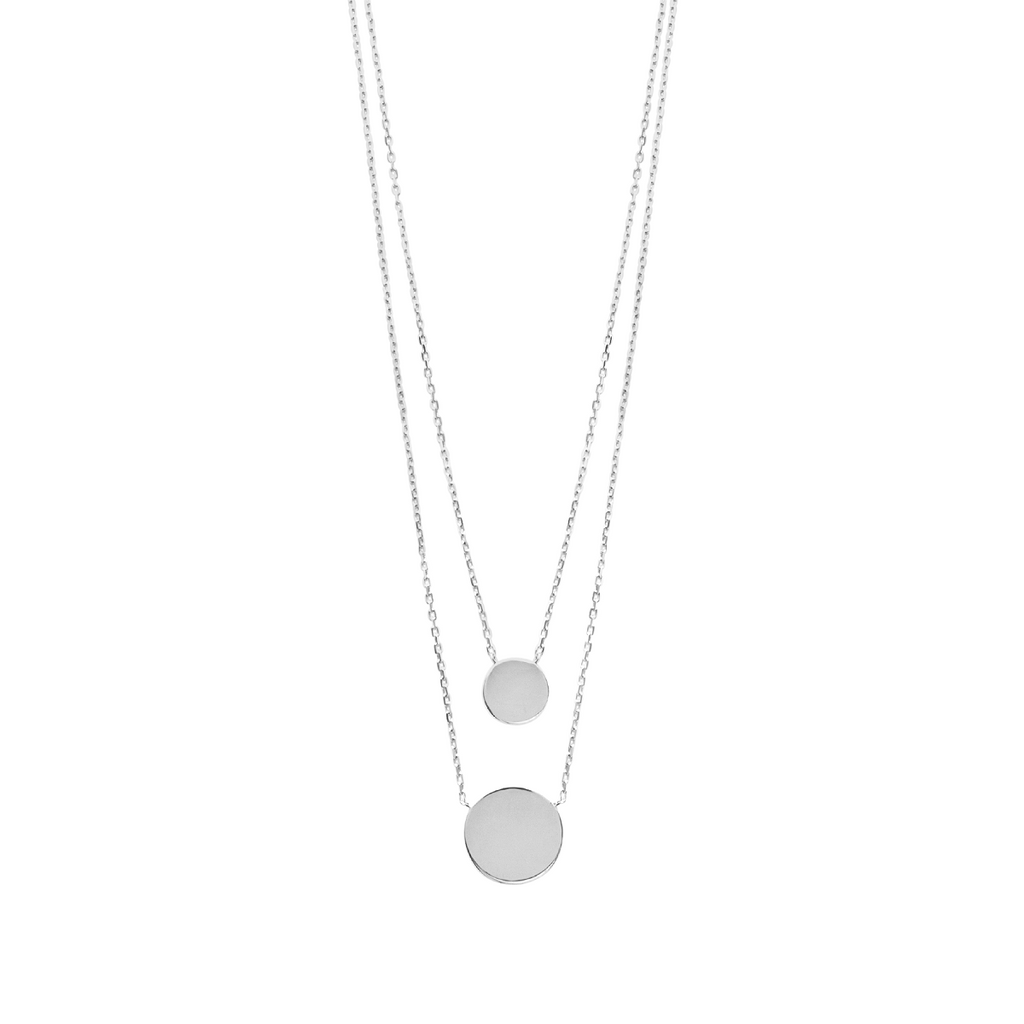 Mystigrey Lucy Double Circle 18K Gold Plated  Dual Necklace for Women two Circles