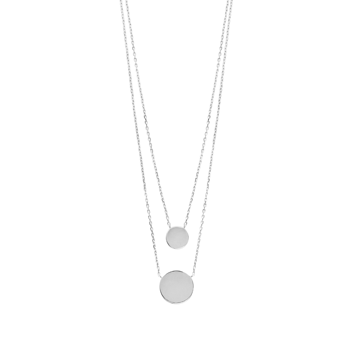 Mystigrey Lucy Double Circle 18K Gold Plated  Dual Necklace for Women two Circles