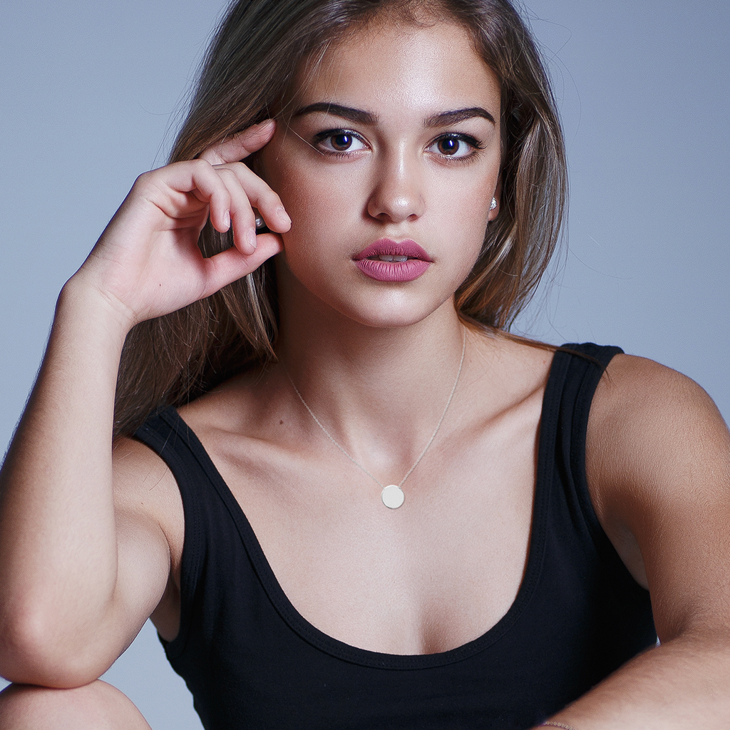 Mystigrey Lucy Circle 925 Sterling Silver Plated Rhodium and 18K Gold Plated Necklace for Women One Circle