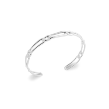 Load image into Gallery viewer, Mystigrey Julie .925 Sterling Silver Plated Rhodium and 18K Gold Plated Bangle for Women
