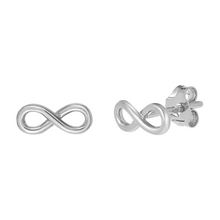 Load image into Gallery viewer, Mystigrey Infinity .925 Sterling Silver Plated Rhodium and 18K Gold Plated Earrings
