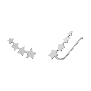 Mystigrey Polaris .925 Sterling Silver Plated Rhodium and 18K Gold Plated 4 Stars Climber Earrings