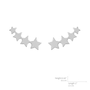 Mystigrey Polaris .925 Sterling Silver Plated Rhodium and 18K Gold Plated 4 Stars Climber Earrings