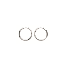 Load image into Gallery viewer, Mystigrey Lola .925 Sterling Silver Plated Rhodium and 18K Gold Plated Horizontal Hoop Earrings for Women Small
