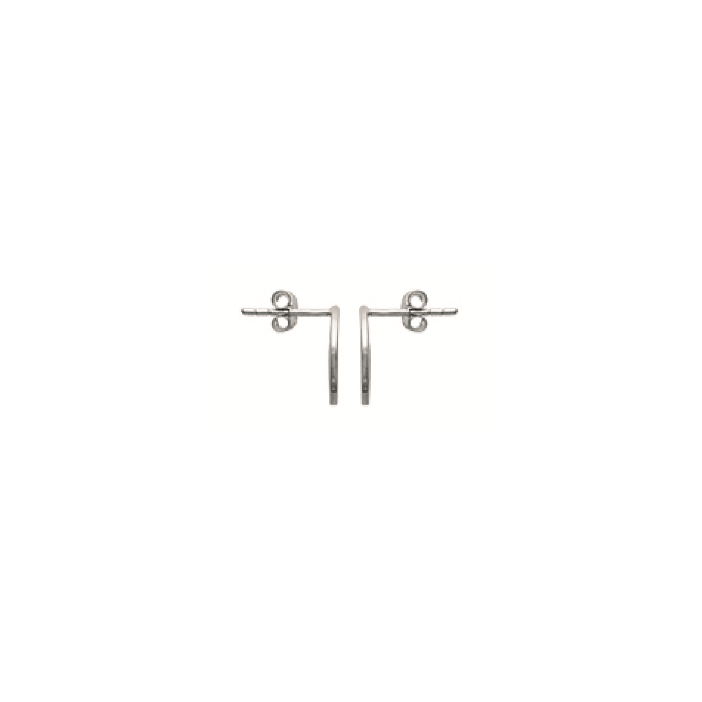 Mystigrey Lola .925 Sterling Silver Plated Rhodium and 18K Gold Plated Horizontal Hoop Earrings for Women Small