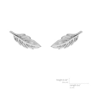 Mystigrey Ariel Feather .925 Sterling Silver Plated Rhodium and 18K Gold Plated Earrings