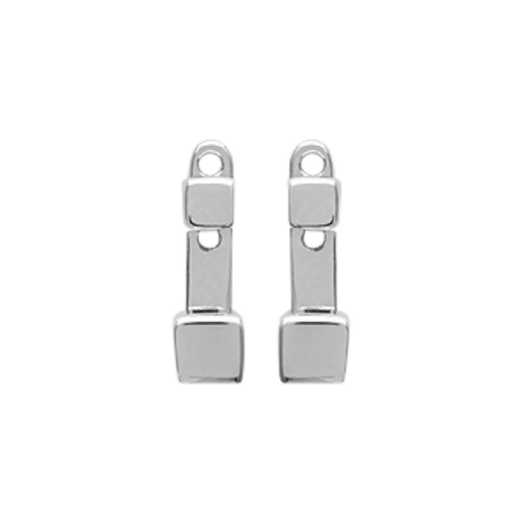 Brooke Square Jacket Earrings in 925 Sterling Silver Plated Rhodium or 18K Gold Plated, view 2