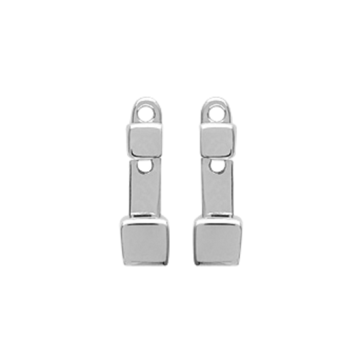 Brooke Square Jacket Earrings in 925 Sterling Silver Plated Rhodium or 18K Gold Plated, view 2