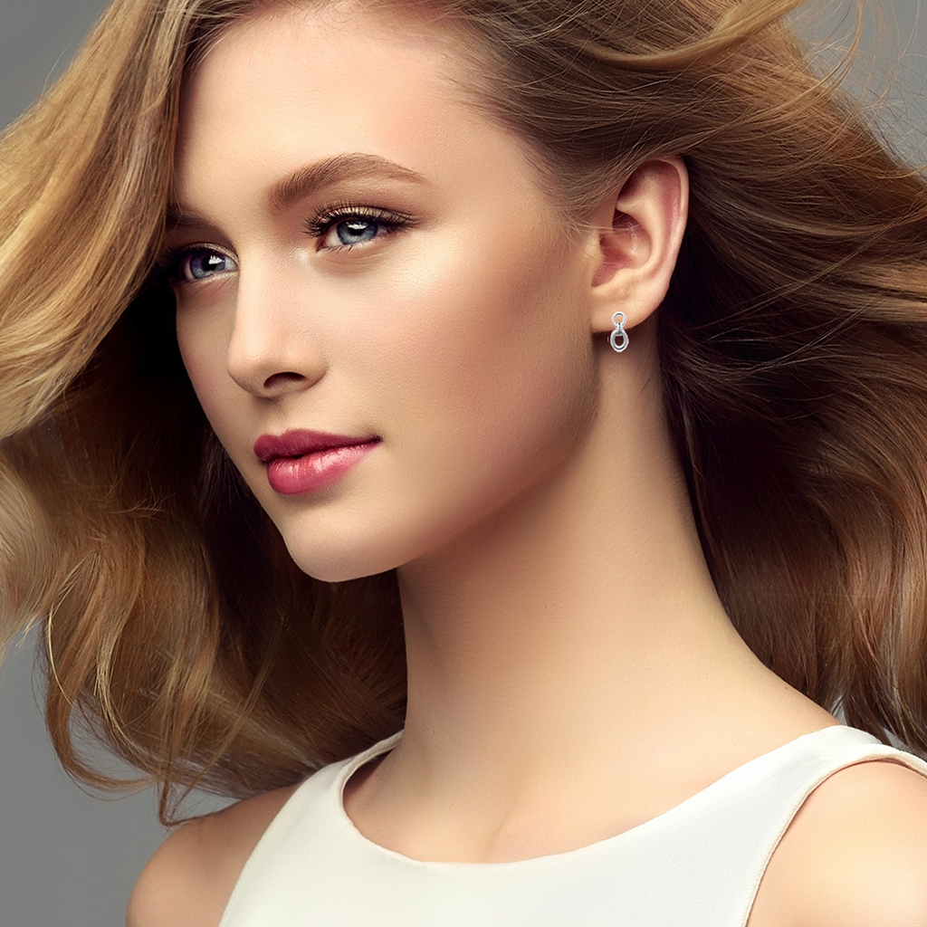 Mystigrey Emilie .925 Sterling Silver Plated Rhodium and 18K Gold Plated Stud Earrings