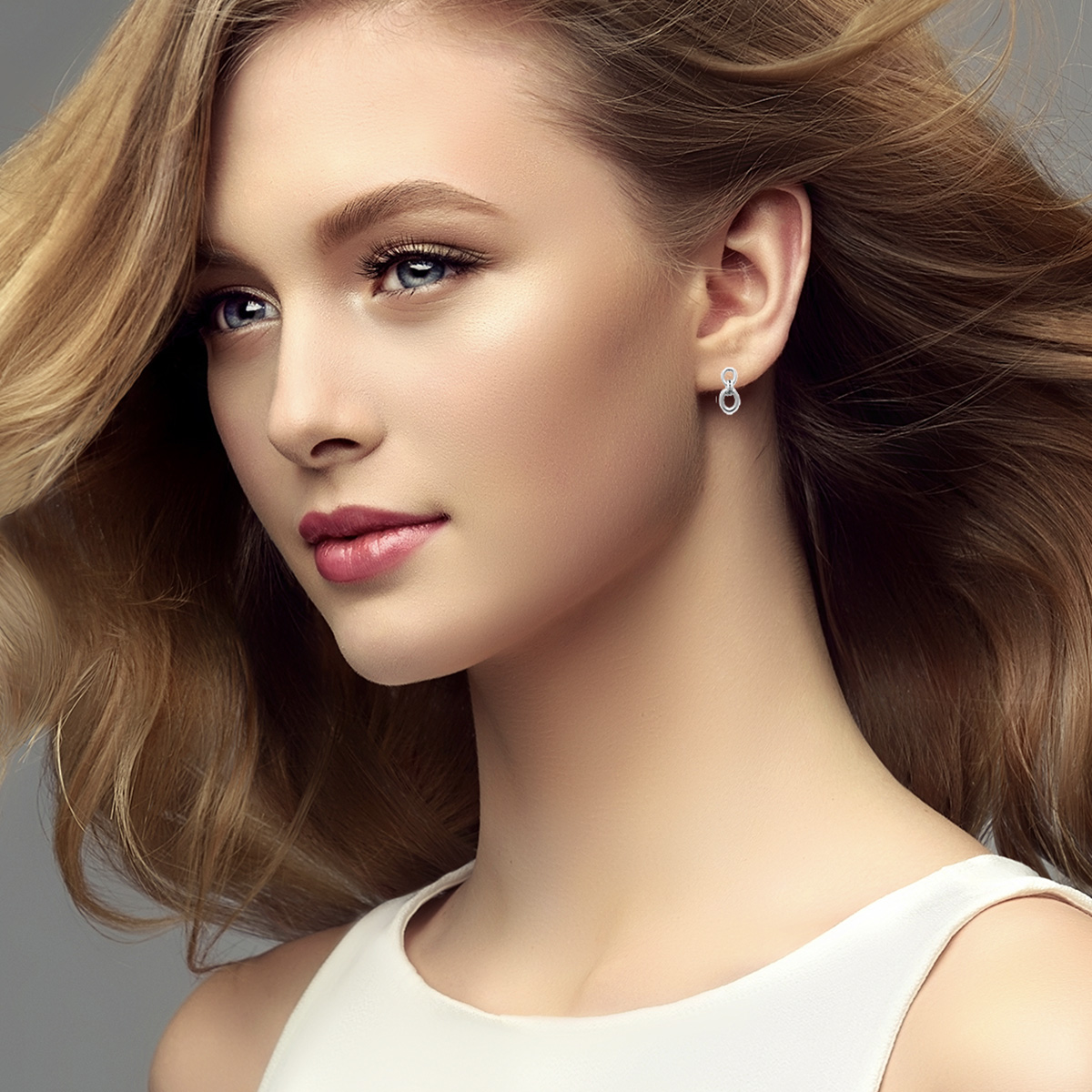Mystigrey Emilie .925 Sterling Silver Plated Rhodium and 18K Gold Plated Stud Earrings