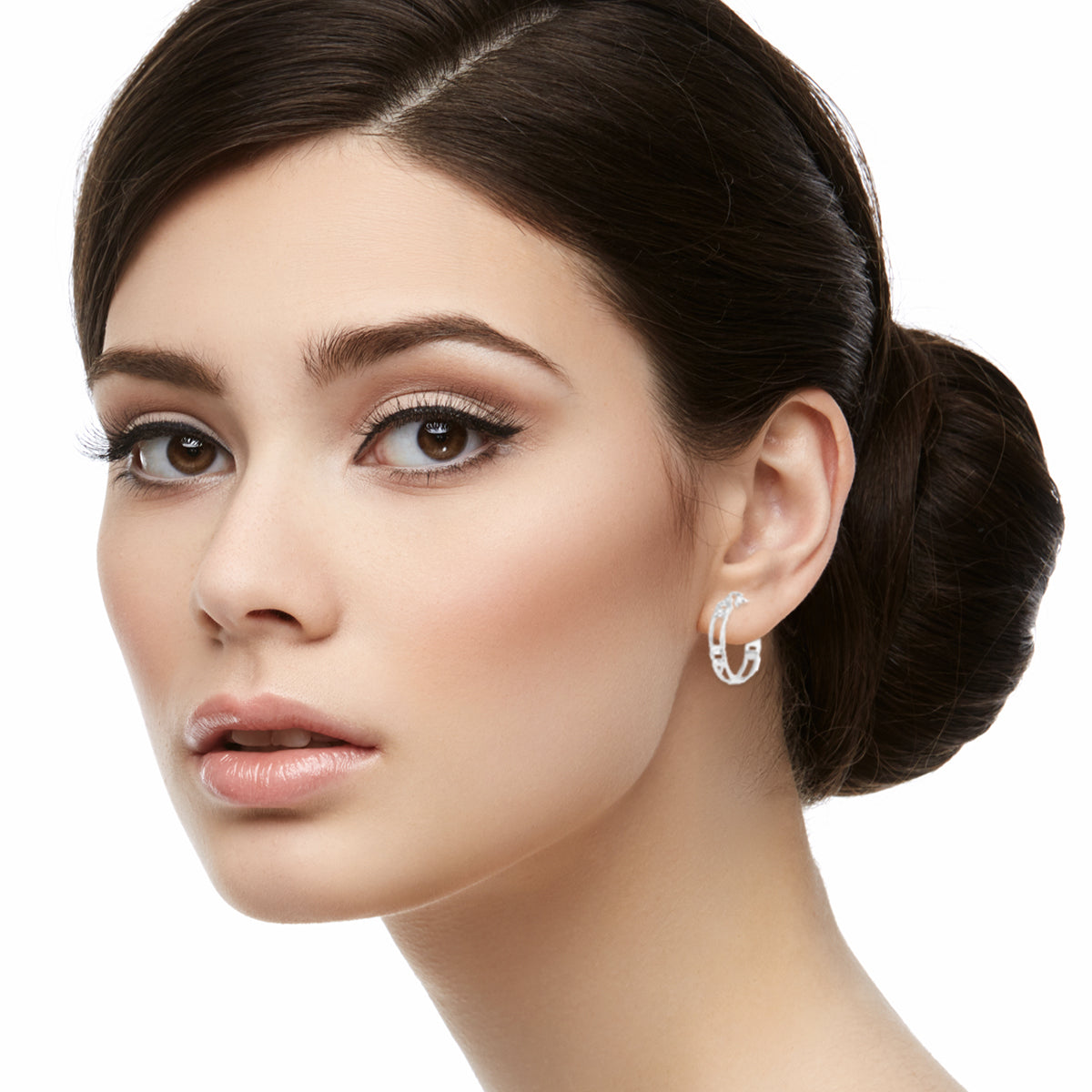 Mystigrey Julie Hoop .925 Sterling Silver Plated Rhodium and 18K Gold Plated Earrings
