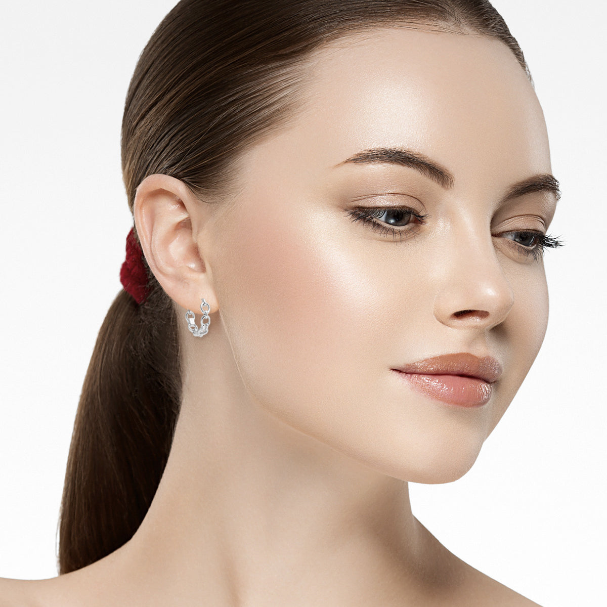 Mystigrey Emilie .925 Sterling Silver Plated Rhodium and 18K Gold Plated Hoop Earrings