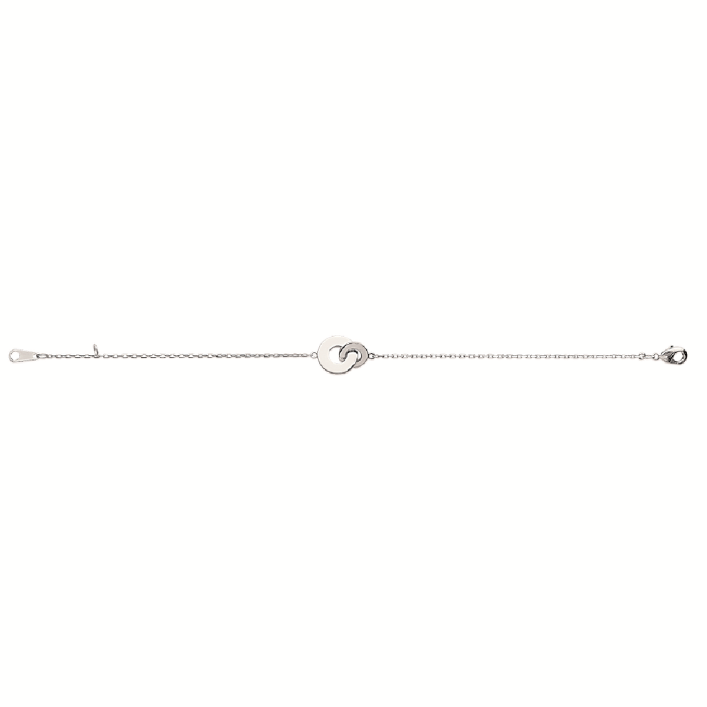 Mystigrey Carter .925 Sterling Silver Plated Rhodium and 18K Gold Plated Bracelet for Women Interlocking Circles