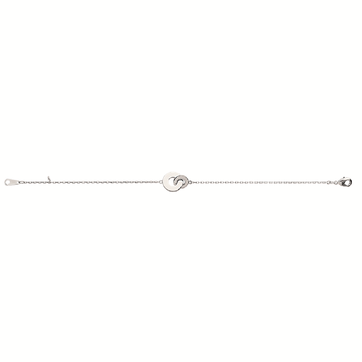 Mystigrey Carter .925 Sterling Silver Plated Rhodium and 18K Gold Plated Bracelet for Women Interlocking Circles