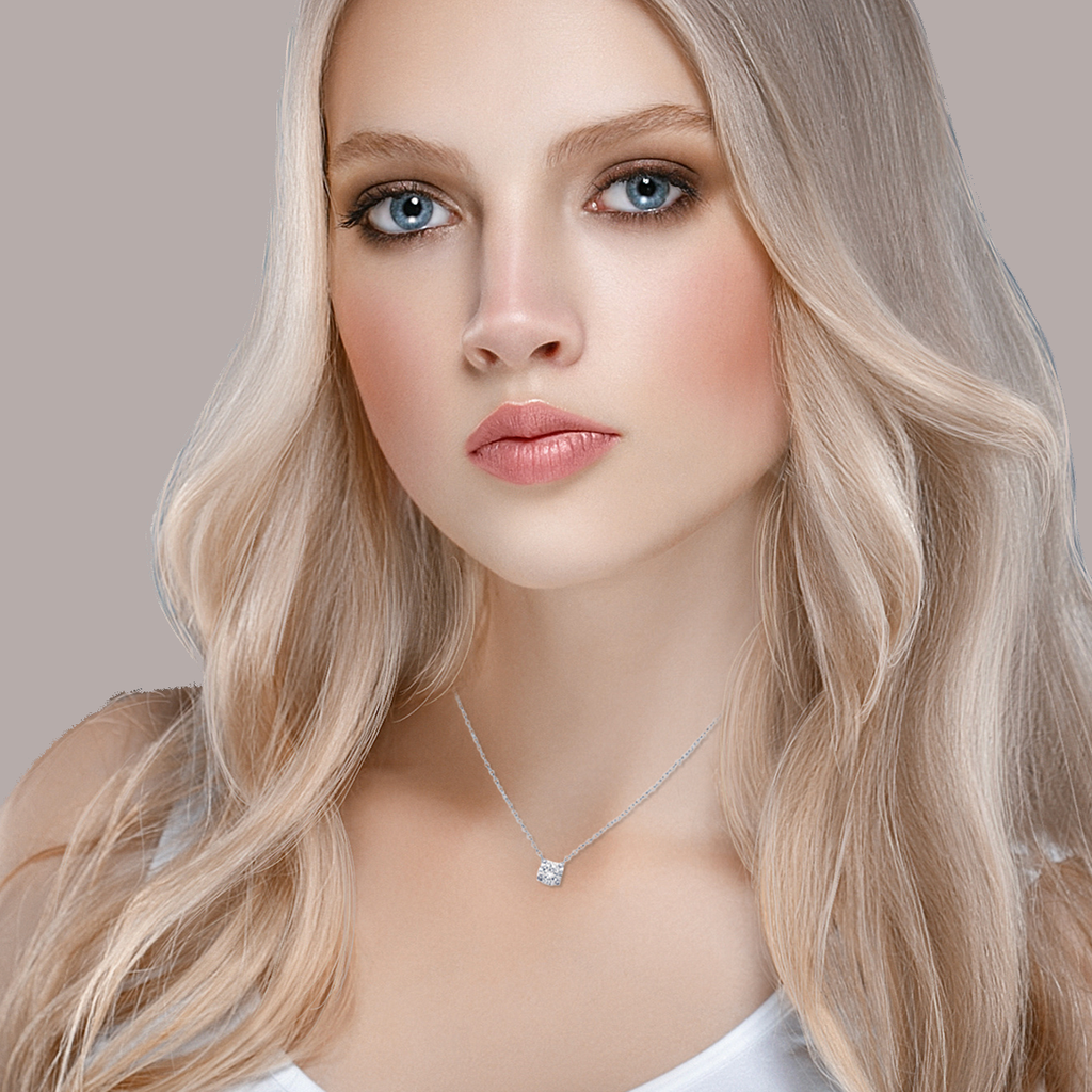 Solitaire Necklace in 925 Sterling Silver Plated Rhodium, view 5