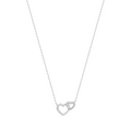 Mystigrey Milena Two Small Hearts .925 Sterling Silver Plated Rhodium and 18K Gold Plated Necklace for Women with Cubic Zirconia