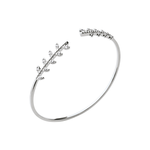 Mystigrey Eden .925 Sterling Silver Plated Rhodium and 18K Gold Plated Bangle for Women  with Cubic Zirconia