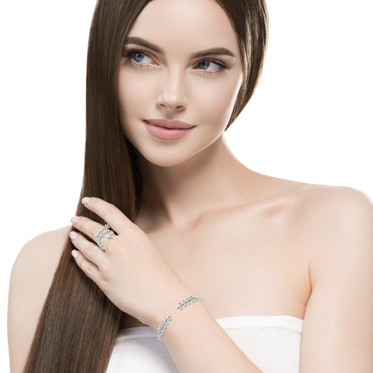 Mystigrey Eden .925 Sterling Silver Plated Rhodium and 18K Gold Plated Bangle for Women  with Cubic Zirconia