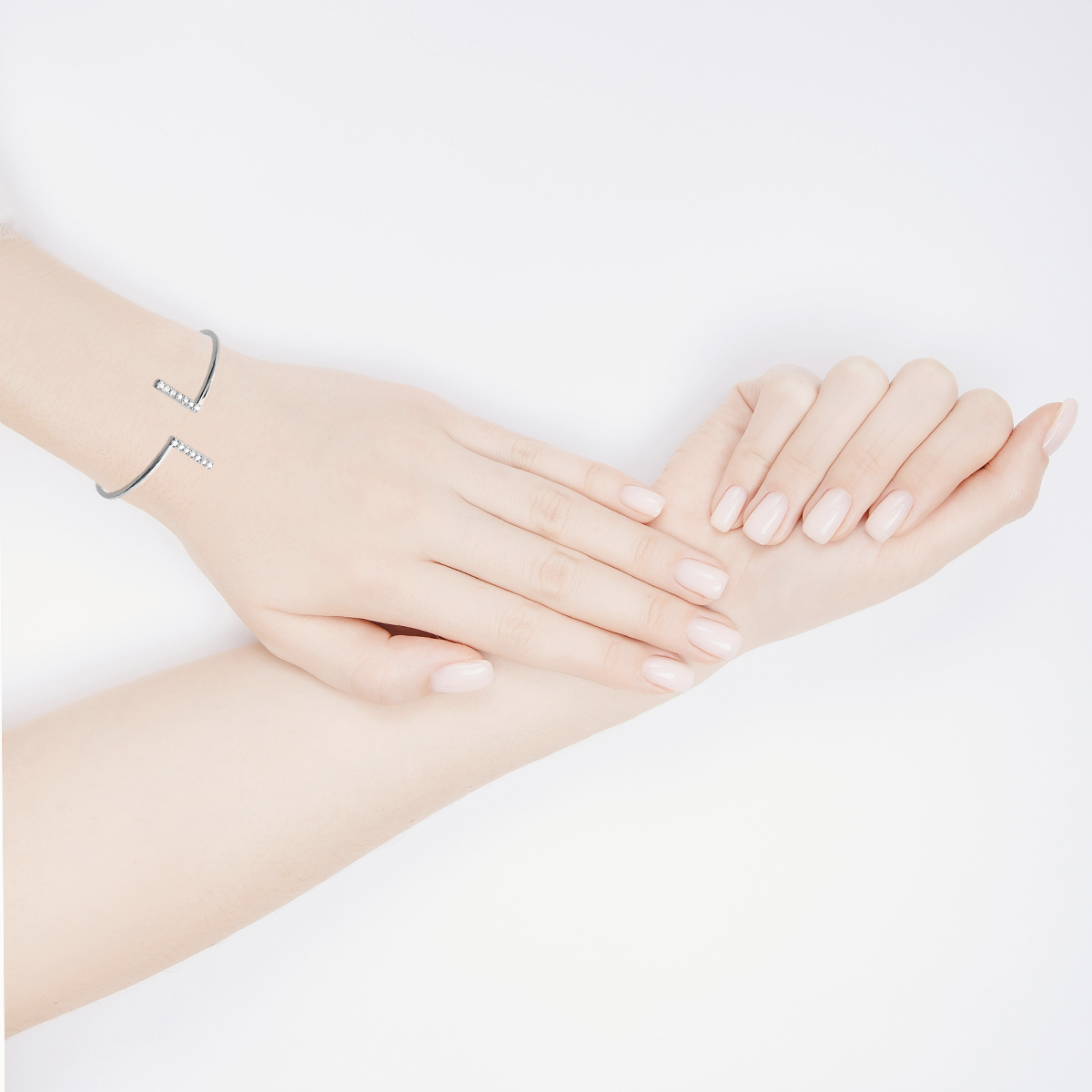 Mystigrey Gaelle .925 Sterling Silver Plated Rhodium Bangle and 18K Gold Plated for Women  with Cubic Zirconia