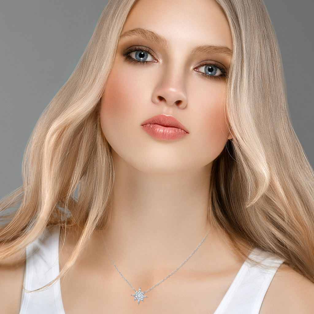 Mystigrey Polaris .925 Sterling Silver Plated Rhodium Necklace for Women with Cubic Zirconia