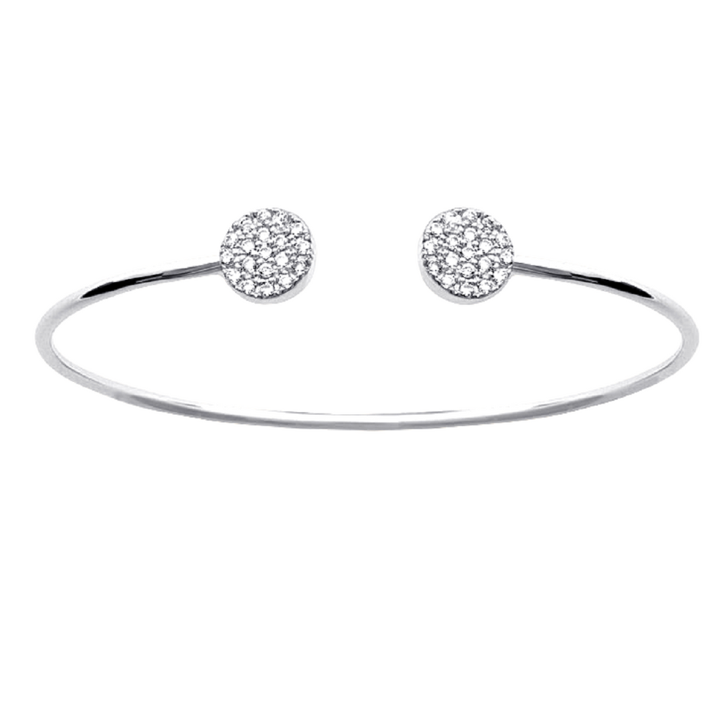 Mystigrey Amie .925 Sterling Silver Plated Rhodium or 18K Gold Plated Bangle for Women  with Cubic Zirconia